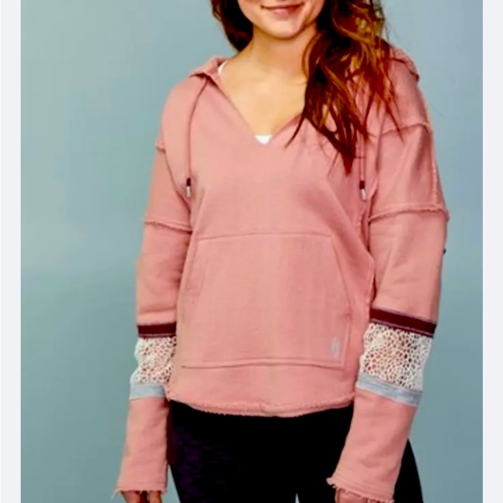 Free People, comfy hoodie with adorable, trim in detail